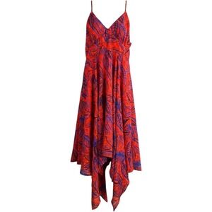 Alexis for Target Dress Small Handkerchief Hem Midi Tropical Wedding Guest Boho